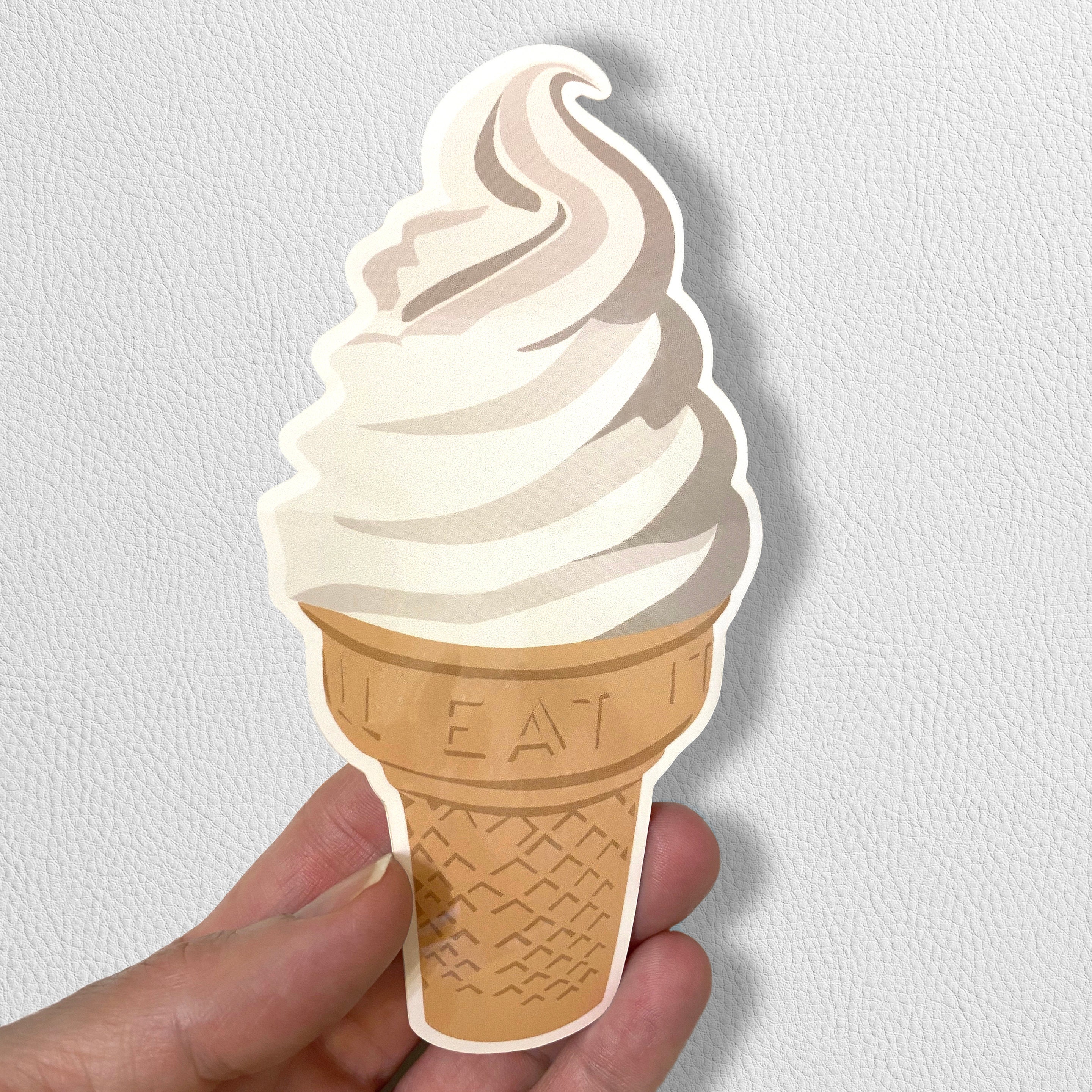Ice Cream Cone Sticker / Ice Cream Art Sticker / Vanilla Cone Etsy
