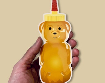 Honey Bear Sticker / Honey Bear Decal / Honey Bottle Sticker / Honey Art Sticker / Cute Bear Sticker