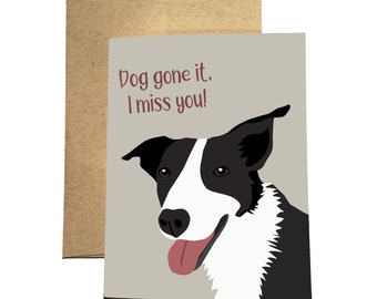 Dog Gone It Card / Miss You Card / Friendship Card / Keep In Touch Card / Best Friend Card / Border Collie Card