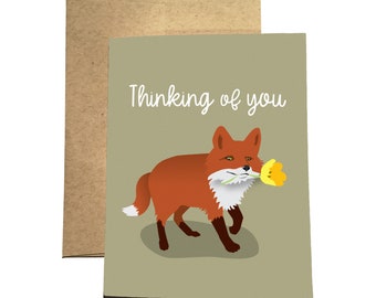 Fox Thinking of You Card / Sly Fox Card / Thinking of You / Cute Fox Card / Flirty Fox Card / Fox Hello Card / Fox Admiration Card