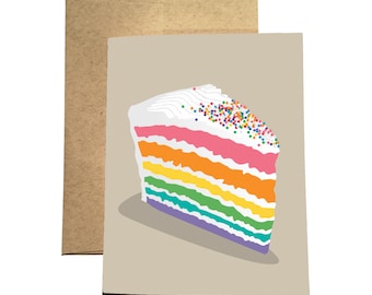 Rainbow Cake Card / Blank Cake Card / Birthday Cake Card / Party Cake Card / Beautiful Cake Card / Celebration Card / Special Occasion