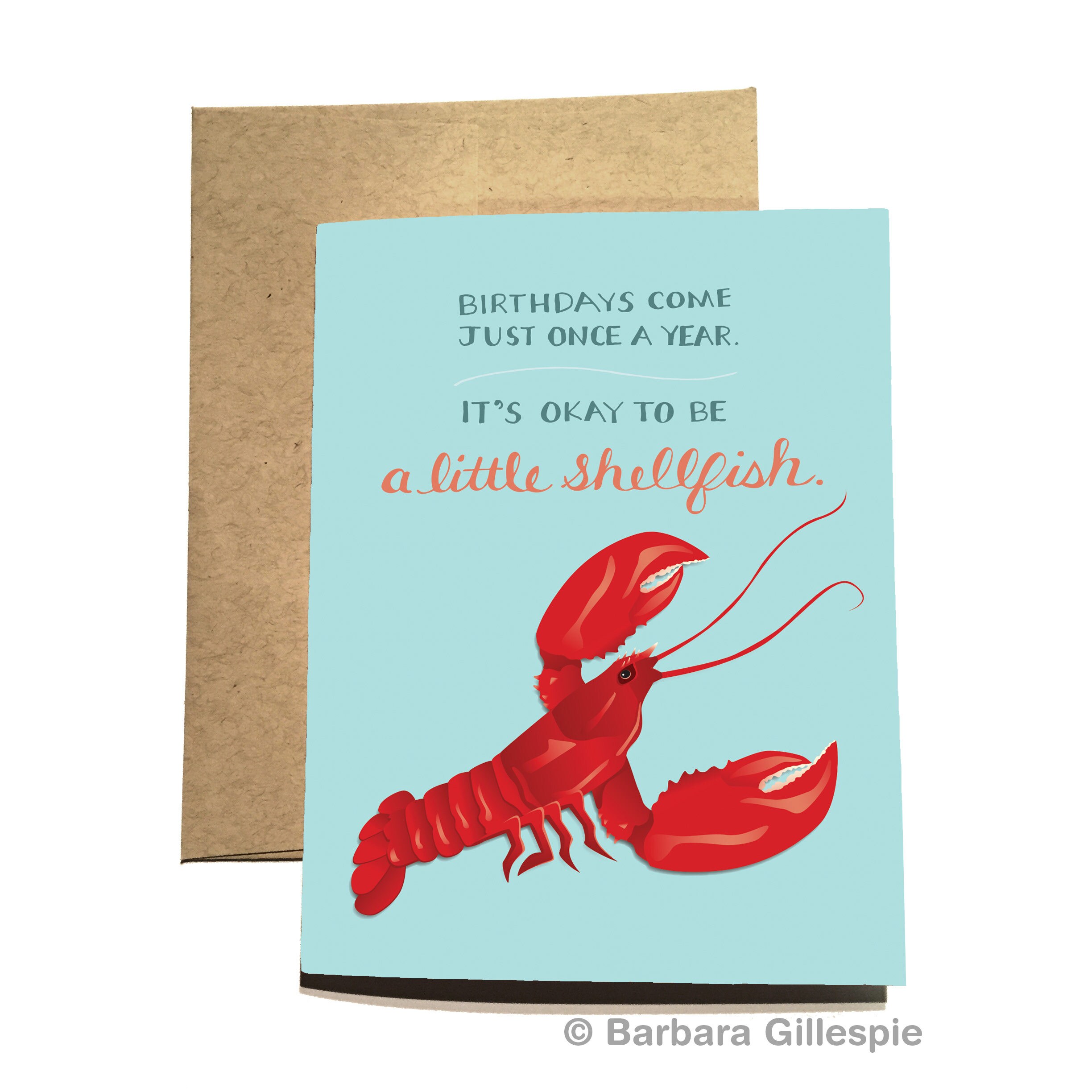 Lobster Birthday Card/ It's Okay to be a Little Shellfish Etsy