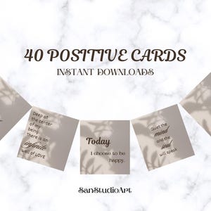 Druckbare Positive Affirmations Karten | Digitale Selbstliebe- & Motivationskarten | PDF + PNG | Achtsamkeit und mentales Wohlbefinden | Sofort Download
