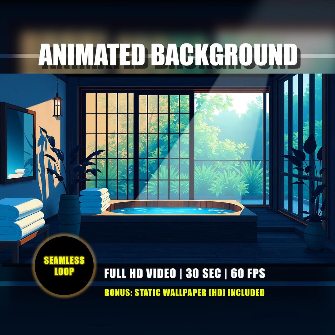 Animated Background - Spa Room | Relaxing Japanese Bathhouse With ...