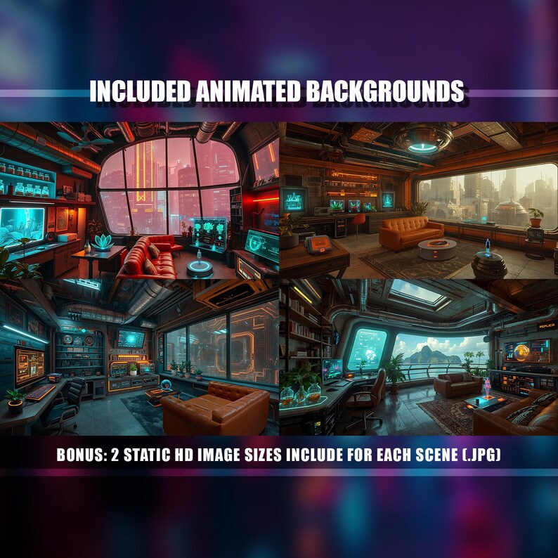 Animated Background Bundle - 20 Cyberpunk Sci-fi Scenes | Cityscape and ...