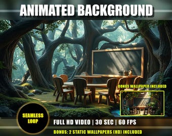 School Classroom Animated Background | Enchanted Forest Class, Woodland Nature | Study Vtuber Twitch Stream Overlay