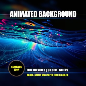 Animated Background - Abstract Waves | Surreal Multicolor Underwater Blue Ocean | Vtuber Youtube Twitch Overlay