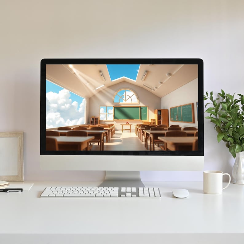 School Classroom Animated Background | Cozy Clouds Floating Class ...