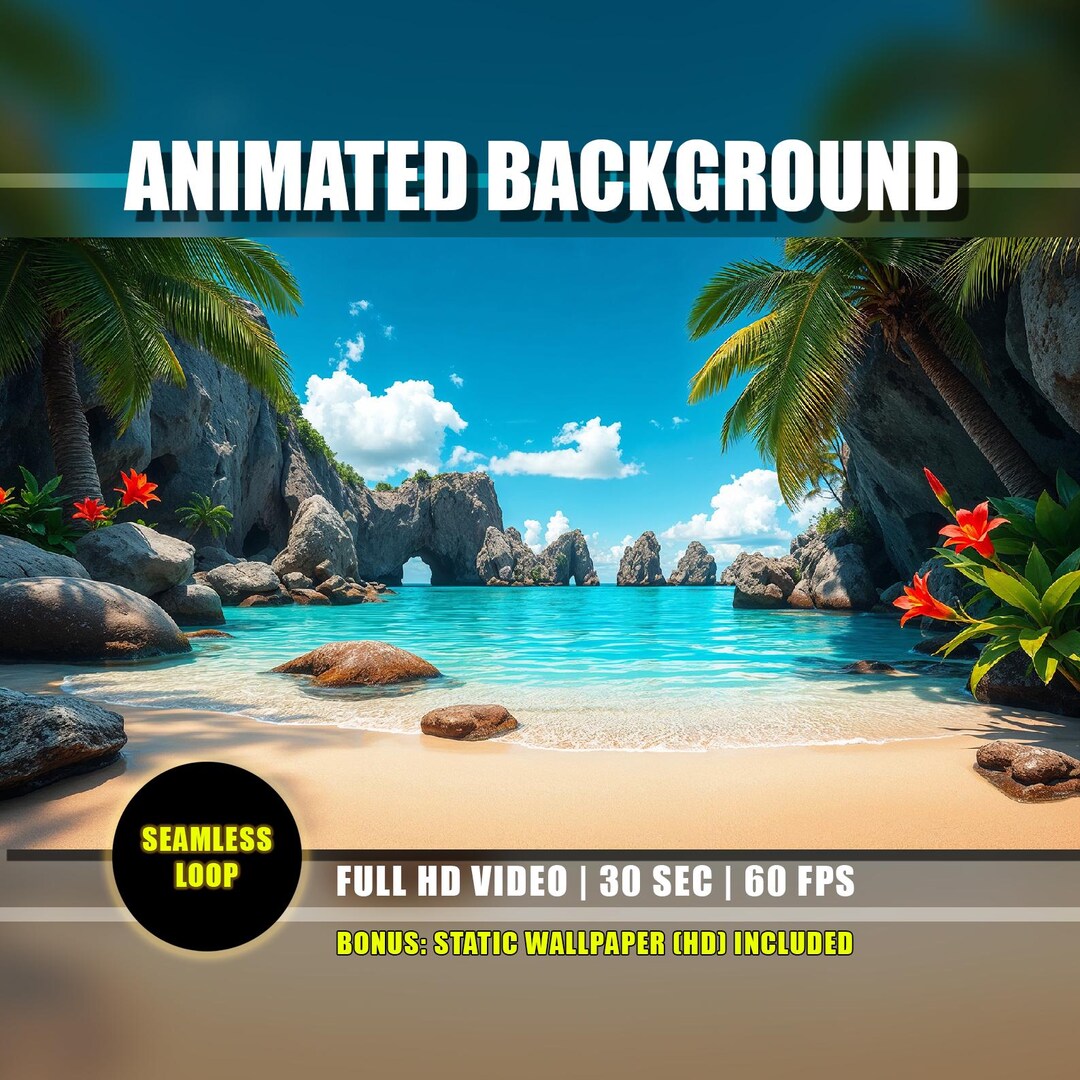 Animated Background - Tropical Beach Paradise - Relaxing Summer Vibes