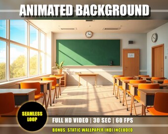 Animated Background - Autumn Classroom 03 | Cozy Sunny Fall School Live Wallpaper | Educational Stream HD Loop for VTuber YouTube Twitch