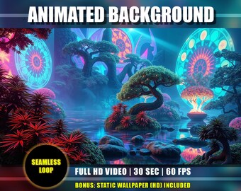 Animated Background - Psychedelic Marijuana Garden River | Surreal Tribal Jungle | Twitch YouTube VTuber Overlay