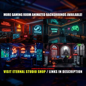 More Gaming Room Animated Backgrounds Available.
Shop Now: www.eternalstudioco.etsy.com