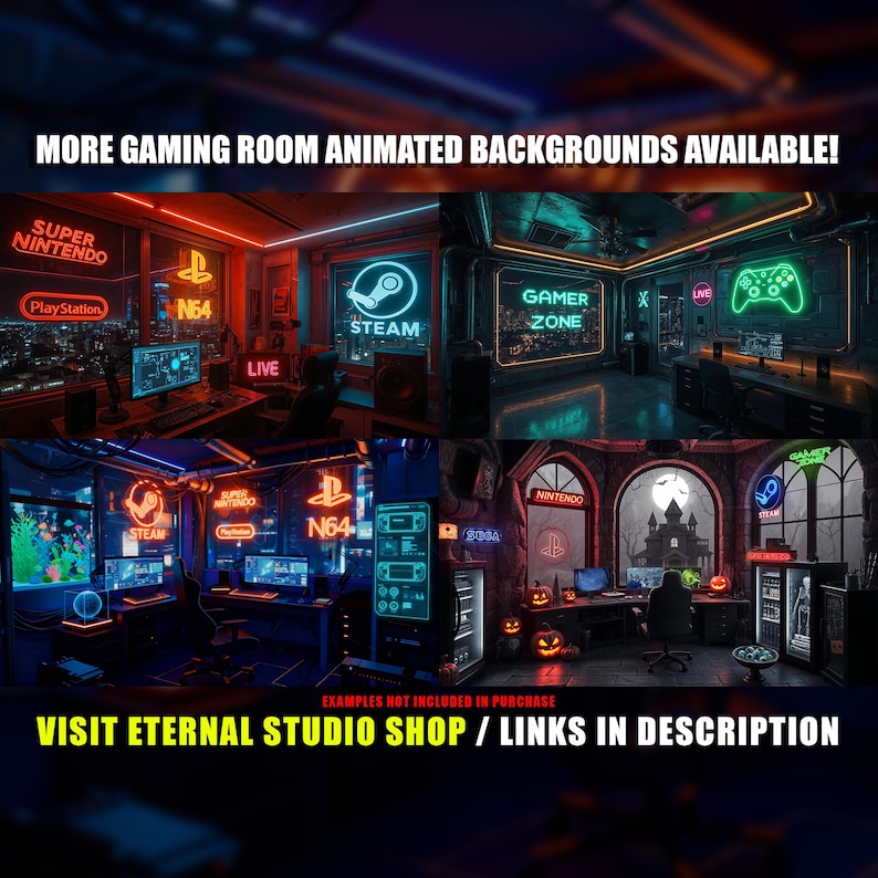 More Gaming Room Animated Backgrounds Available.
Shop Now: www.eternalstudioco.etsy.com