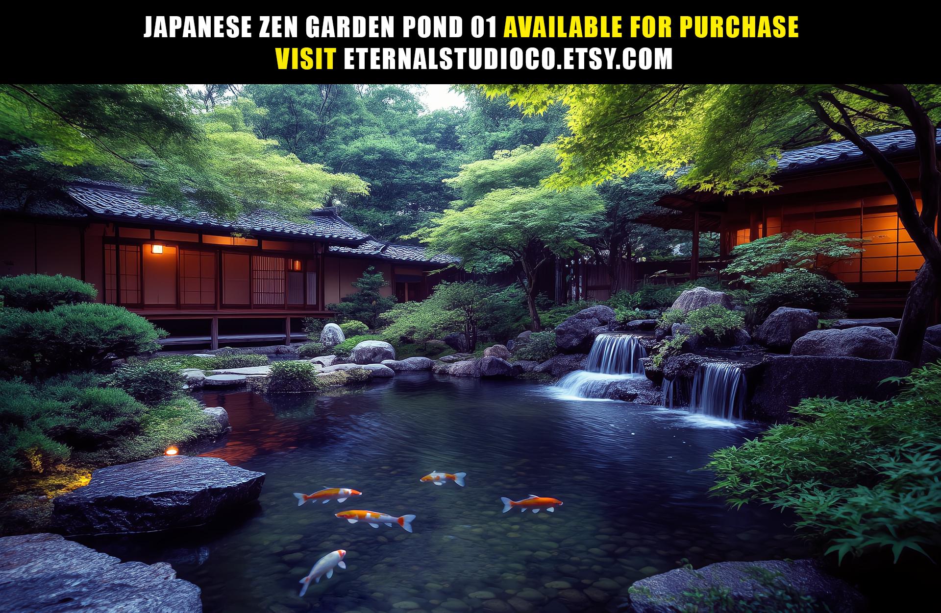 Animated Background - Japanese Zen Garden Pond | Koi Fish and Waterfall ...