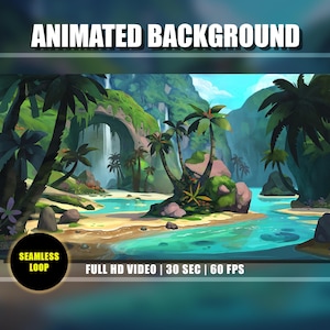 Animated Background - Tropical Environment | Waterfall | Tropical | Relaxing | Nature | Vtuber | Youtube | Twitch | Full HD | Seamless Loop