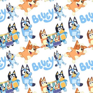 Naughty Bluey Cotton Fabric By Half Yard | Soft Bluey Dog  Cartoon Print | 55&quot; Wide | DIY Sewing, Quilting, Crafts