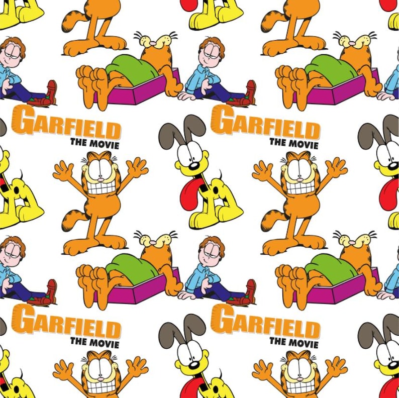 Garfield Paper Patterns Happy Garfield Cats Cotton Fabric by Half Yard |garfield Sleep Cartoon ...