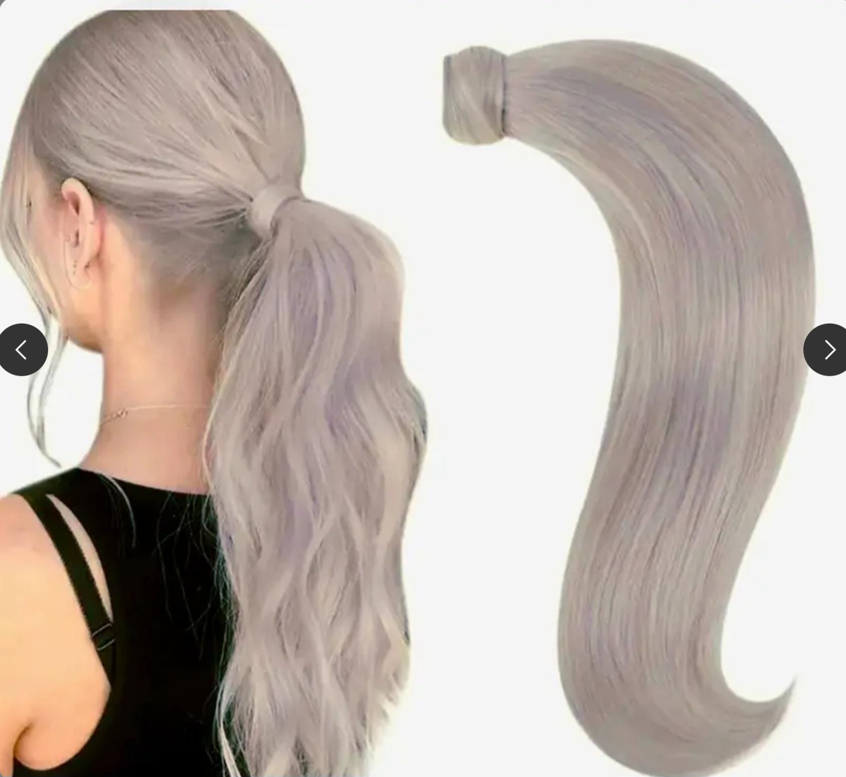 Ash Silver Ponytail Clip in Hair Extension Human Hair Extensions
