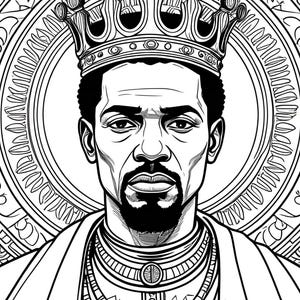 Haile Selassie Coloring Sheet, Rastafarian Art, Haile Selassie Poster, Digital Art
