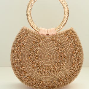 Hand Embroidered Evening Clutch: Rhinestone & Seed Bead Party Bag