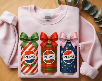 Christmas Pepsi Bow Sweatshirt, Holiday Soda Tee