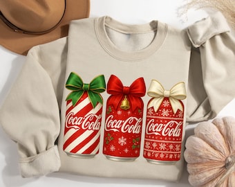 Christmas Coca Cola Bow Sweatshirt, Holiday Soda Tee