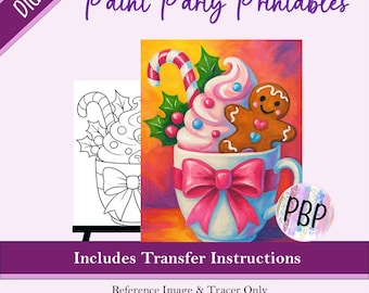 Christmas Candy Cup Printable Tracer: DIY Paint Party Template (PNG Digital Download)