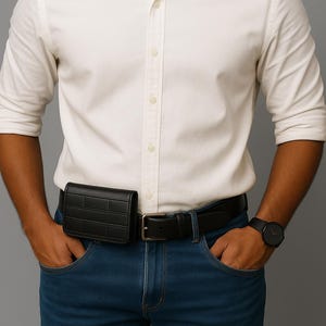 Handmade Leather Belt Pouch: Unisex Travel Waist Bag (6x4.5 inches)
