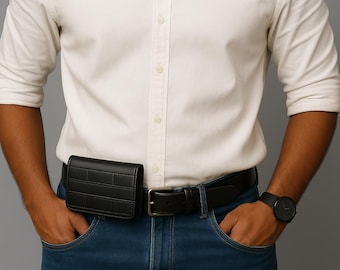 Handmade Pure Leather Belt Pouch: Unisex Travel Waist Bag (6x4.5 inches)