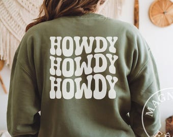 Howdy Sweatshirt | Retro Western Rundhalsausschnitt im Cowgirl-Stil