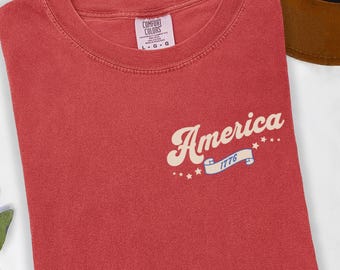 America 1776 Patriotic T-Shirt, Vintage Style USA Tee, Retro Fourth of July Shirt, Independence Day Graphic Tee, Freedom Stars Banner Shirt
