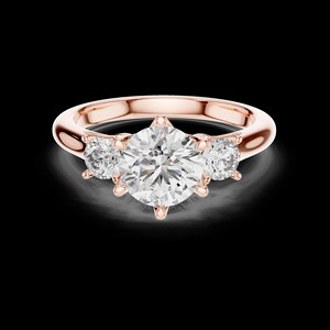 Elegant 3-Stone Round Cut Diamond Engagement Ring | Classic White Gold Solitaire Ring | Timeless Wedding Jewelry
