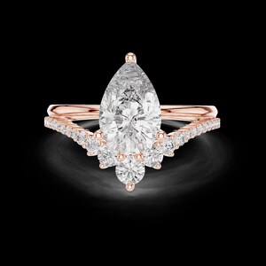 Elegant Pear Cut Moissanite Engagement Ring, Dainty Wedding Ring, Anniversary Promise Ring, Vintage Style, Unique Statement Jewelry Piece