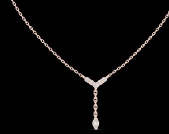 Naszyjnik z wisiorem markiza w kształcie litery Y: delikatna biżuteria warstwowa