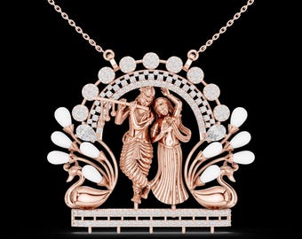 Wisiorek Radha Krishna: Biżuteria sakralna z łukiem pawia