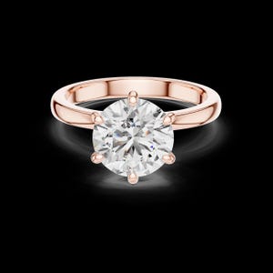Round Brilliant Solitaire Engagement Ring – Classic 6-Prong White Gold Setting, Timeless Diamond Anniversary Gift