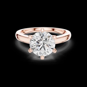 Round Brilliant Cut Diamond Solitaire Engagement Ring •  Six-Prong Classic Setting • Timeless Elegant Bridal Ring • Custom Fine Jewelry
