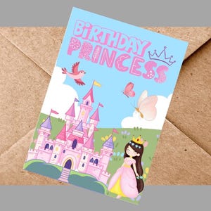 Birthday princess card | digital template | editable |instant download!