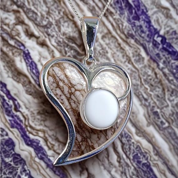 Breastmilk Heart Cabochon Necklace • Handmade Silver Keepsake
