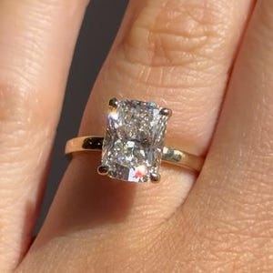 4 CT Elongated Cushion Cut Moissanite Engagement Ring, Stylish 14K Solid Gold Ring 4 Prong Wedding Ring, Promise Ring, Anniversary Gifts