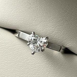 Heart Cut Moissanite Solitaire Ring, White Gold Engagament Ring, 925 Sterling Silver Ring, Promise Ring Heart Shape Diamond Ring For Women