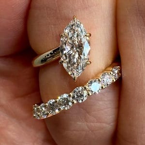 Bypass Marquise Cut Moissanite Diamond Engagament Ring, 14K Solid Gold Wedding Ring, Unique Women Gold Ring Promise Ring Anniversary Rings