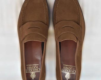 Men's Brown Suede Penny Loafers Handmade Slip On Shoes Casual Formal Shoes