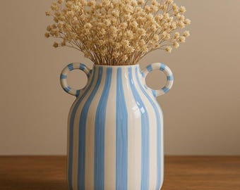 Vaso a righe in ceramica in stile nordico, vaso per fiori