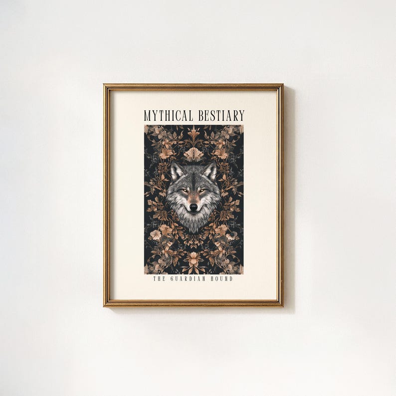 Guardian Hound Bestiary Digital Poster – Mythical Dark Academia Wall ...