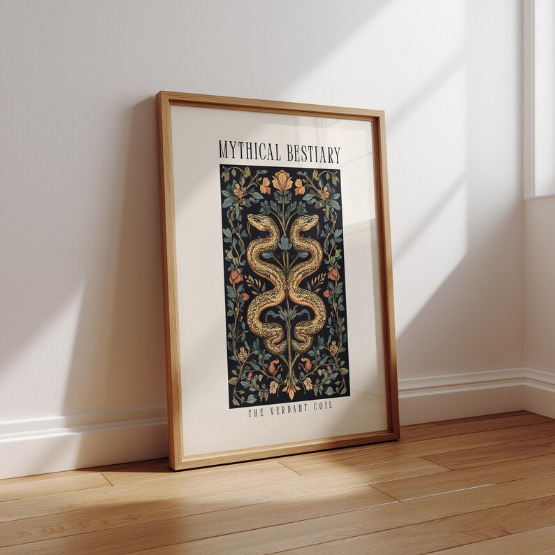 Snake Bestiary Digital Poster – Mythical Creature Dark Academia Wall ...