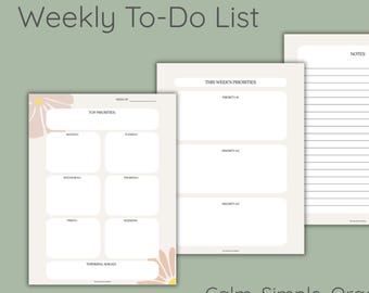 Minimalist, Simple Weekly Planner | Neutral To-Do List (PDF Download)