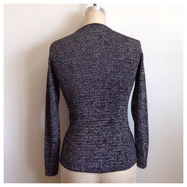 Vintage black and silver metallic long sleeve knit