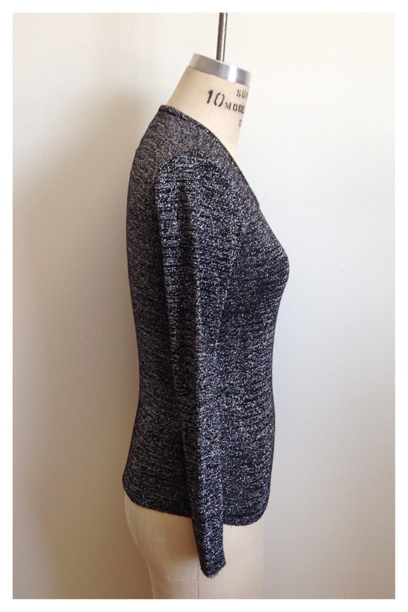 Vintage black and silver metallic long sleeve knit