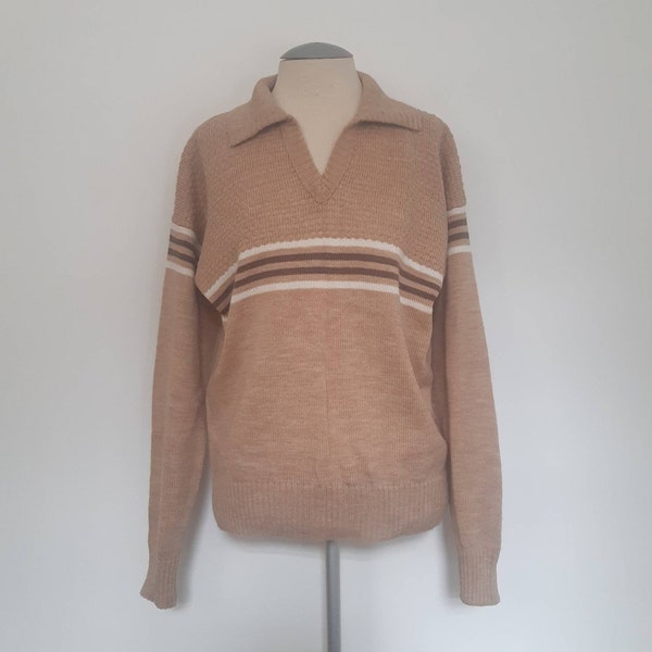 Vintage 70's men’s brown striped sweater M main image 1